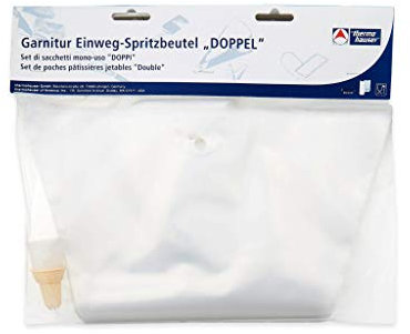 thermohauser Lot de 27 poches à douille jetables (plastique PP), double transparent, 25 poches à douille, adaptateur, douille