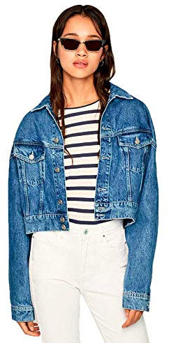 Pepe Jeans - Jeansjacke PL401824 000 Denim, kurze Jeansjacke für Damen/Mädchen (M), Jeansblau, 38