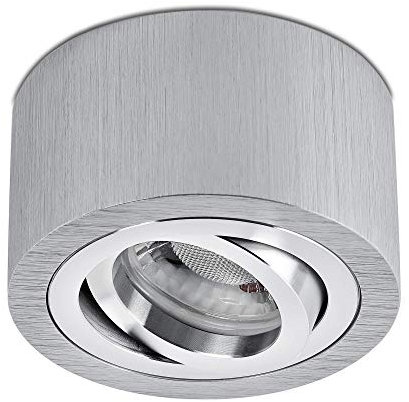lambado® Premium LED Aufbauleuchte flach/Deckenstrahler Set inkl. 230V 5W Spots dimmbar - dezente Aufbaustrahler/Deckenspots (rund, alu gebürstet, schwenkbar)