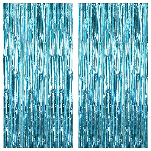 KatchOn, XtraLarge, Blauer Folien-Fransenvorhang, 90 x 200 cm, Blauer Hintergrundvorhang für Unterwasser-Party-Dekorationen, Ozeanhintergrund, blaugrüne Luftschlangen für