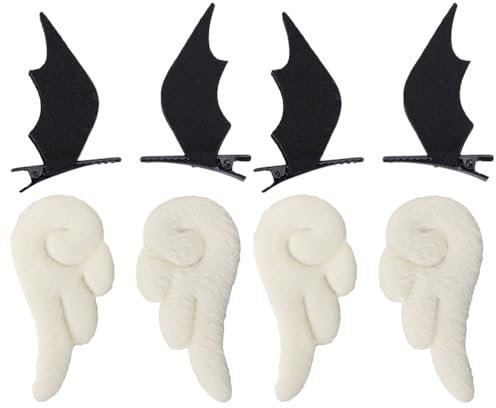 4 Paar Engel Haarnadel Dämon Haarnadel Haarschmuck Flügel Haarspangen Engel Haarspangen Cartoon- Mit Engelsflügeln Halloween- Mädchen Bilden Vlies Dämon
