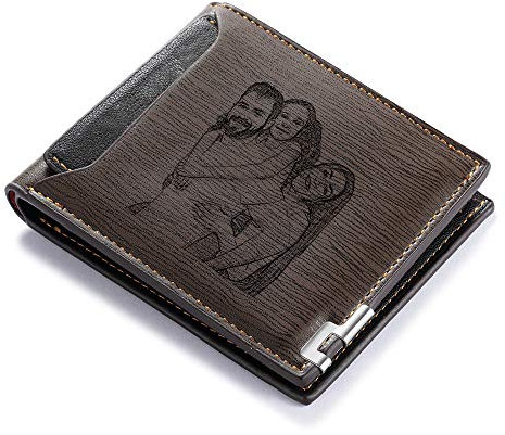 Brand new Portefeuille Homme Portefeuille Personnalisé Photo Porte-Feuille en Cuir Véritable de Vache pour Hommes avec Porte-Carte, Cadeau Parfait pour Noël la Famille Ami Papa (#2dark Brown)