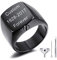 MeMeDIY Personalisierte Urne Ring Siegelring für Frauen Männer Haustier Gravur Name/Text Gedenktaschenhalter aus Edelstahl Souvenir mit Trichterbausatz Ringgrößeneinsteller (Schwarz Größe 57)