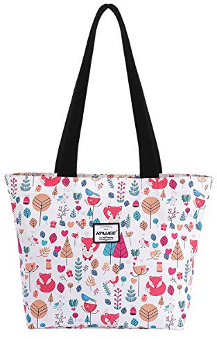 HAWEE Mujer Bolsa de Hombro con Cremallera Ligera Bandolera Totalizador Impermeable Grande Bolsa de Compras Niña con Asas para Vida Diaria Estudio Trabajo Viaje Playa
