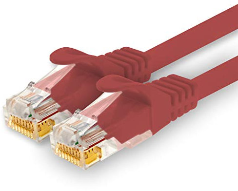 1CONN - 7,5m Netzwerkkabel, Ethernet, LAN & Patchkabel für maximale Internet Geschwindigkeit & verbindet alle Geräte mit RJ 45 Buchse rot - 1 Stück