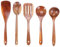 Haudang 7-Pack Wooden Kitchen Utensils Set - Spoons & Spatulas, Unpainted Solid Wood Pots & Ladles
