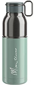 Elite Mia Thermo Borraccia Isotermica Ciclismo 550 ml – Warm Green & Silver, Bottiglia Termica per Bici da Strada e MTB
