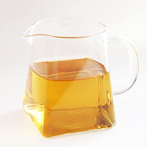 Teekrug aus Glas, 340 ml, kleiner Glas-Servierkrug, hochtemperaturbeständig, klares Glas, Teetasse, chinesisches Kungfu-Teetasse, 350 ml, faire Tassen mit Griff, Cha Hai Gong Dao Bei Gongfu