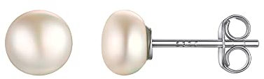 Pearl Studs Earrings Hypoallergenic Freshwater Pearl Earrings for Women 6mm Flat Backed Earrings