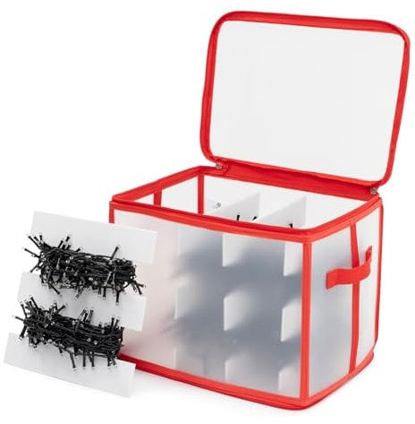 Christmas Village Eiszapfen Lichter Aufbewahrung Dekorationen Halter Große Plastiktüte Box Würfel Xmas Perfekt für Licht Kugeln Lametta - Frost Transparent (Rot)