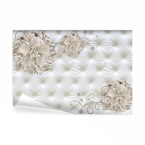 decomonkey Fototapete selbstklebend Leder Deluxe, 343x256 cm, Diamanten | Blumen, Gesteppt, Abstrakt, Selbstklebende, Tapeten, Wand, Fototapeten, Tapete, Wandtapete, klebend, Klebefolie