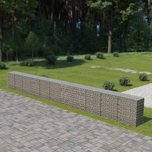 Steingabionen Gabione Steinkorb mit Deckeln Wand Drahtkorb Mauer Gabionen Gabionenwand, Drahtkorb Mauer Säule Säulen Verzinkter Stahl 900x50x100 cm