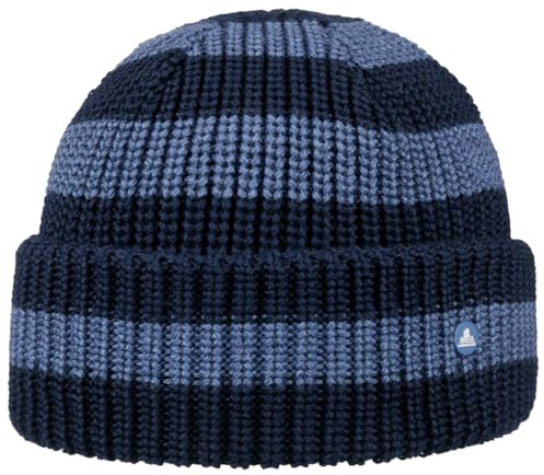 HAMMABURG Twotone Stripes Beanie Wintermütze Umschlag Warm Weich Made in Italy Unisex Herbst Winter