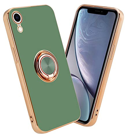 Cadorabo Hülle kompatibel mit Apple iPhone XR Schutzhülle TPU Silikon Case mit Ring Design mit Kameraschutz Slim Kratzfest Weiche Gummi mit Rundumschutz Case Hülle für iPhone XR in Grün