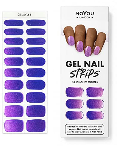MOYOU LONDON Semi Cured Gel Nail Strips - 20 Pcs. Nail Wraps for Salon-Quality Manicure - Works with Any UV Lamp - Easy to Apply, Trim, & Remove Gel Stickers