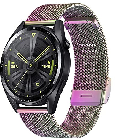 Hiseus Bracelet Compatible avec Huawei Watch GT2/GT3 46mm, Acier Inoxydable Mesh Tissé Bracelet Compatible avec Huawei Watch GT 2/3 Pro 46mm / GT Runner/GT 2e / Watch 3 / Watch 3 Pro (Couleurs)