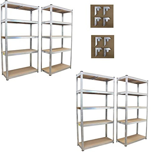 TRUTZHOLM Schwerlastregal 180x90x40 cm, 4er Set, jeweils bis 875 kg belastbar, 5 verstellbare Böden, verzinktes Stahlgestell