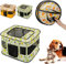 Welpenauslauf Faltbar Welpenlaufstall Tierlaufstall, Laufstall Hund Drinnen für Klein Mittel Groß, Katzengehege mit Tragetasche, Hundelaufstall für Wohnung Indoor(70x55x45cm, Green)