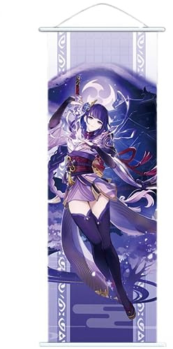 Sonsoke Anime Figur Wand Scrollen Poster Spiel Rolle Merch Poster Aufhänger Anime Wanddekoration Poster 60 x 24 cm Rahmen (Raiden Shogun Baal)