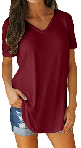 NQyIOS Boho Dresses for Women UK, Women Tech Short Sleeve V - Solid, Ladies T Shirt Made of 4-Way Stretch Fabric, Ultra-Light & Breathable Running Apparel for Women