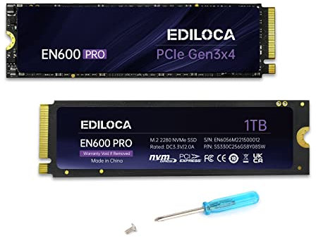 Ediloca EN600 PRO SSD 1TB PCle 3.0x4, NVMe M.2 2280, Up to 3500MB/s, Internal Solid State Drive, SLC Cache 3D NAND TLC, Graphene Cooling Sticker, Storage for PC, Desktop and Laptops