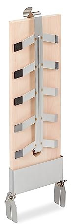 Relaxdays Flammlachsbrett, Holz, Edelstahl, neigbare Halterung, Lachsbrett H x B: 46 x 16 cm, Räucherbrett, Natur/Silber