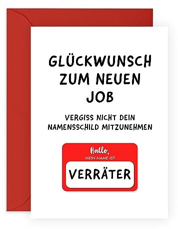 Central 23 Lustige Glückwunschkarte für Männer und Frauen – 'GLÜCKWUNSCH ZUM NEUEN JOB' – neue Jobkarte für Freunde – abschiedskarte kollegen jobwechsel – kommt mit Aufklebern