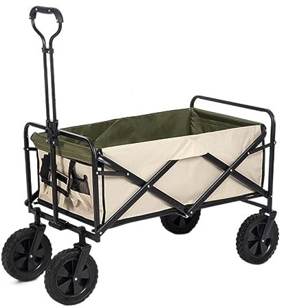 Bollerwagen Faltbar Handwagen Campingwagen Zusammenklappbarer Mehrzweckwagen, Außenwagen Mit Rädern, Verstellbarer Push-Pull-Griff Für Camping, Lebensmittel, Sport, Einkaufen Strandwagen Transportwage