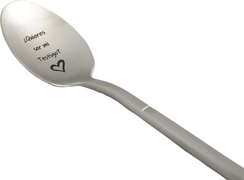 Cucharilla ¿Quieres ser mi Testigo?, Idea de Regalo Original y Personalizado para hacer tu solicitud de testigo para tu boda, Anuncio Despedida de Soltera, Cucharilla con Estuche para Regalar