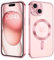 BENTOBEN Magnétique Coque pour iPhone 15 avec Magsafe Protection Antichoc de Grade Militaire, Dos Anti Rayures Etui Silicone Transparente Ultra Mince Housse pour iPhone 15 6.1-Rose