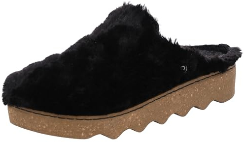 Rohde Damen Clog Pantolette Textil Plüsch flauschig weich bequem Foggia-D 6118, Größe:41 EU, Farbe:Schwarz