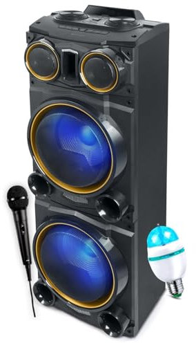 Enceinte Sono Party Box Muse M-1988 DJ, 800W, Effet LED multicolore, clignotante, USB/Bluetooth/Radio FM - 2 AUX, Ampoule DIAMS