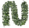 Weldomcor Grüne Girlande, künstliche Eukalyptusblätter, Girlande, 1,8 m, grüne Blätter, Girlande mit weißen Blumen, hängende Efeu-Girlande für Hochzeitsbogen, Hintergrund, Heimtisch, Innen- und