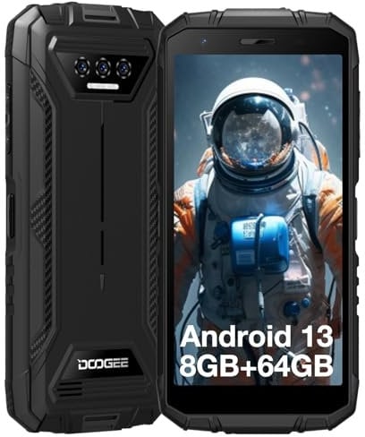 DOOGEE S41T Rugged Smartphone,6300mAh Battery Cell Phone, 8GB RAM+64GB ROM/1TB Extension, 5.5 HD+ Display, 13MP Camera, Android 13 Phone,4G Dual SIM IP68 Waterproof Phones, Face ID, NFC