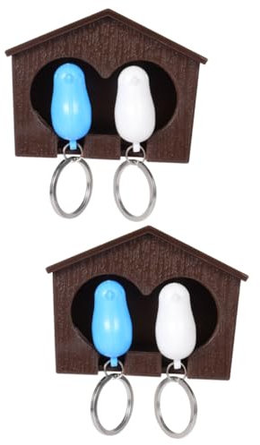 MAGICLULU Bird House Decorative Keys 2 Sets Key Ring Bird Nest Key Hanger Key Rack Organiser Retro Wall Decoration Couple Home Decoration Bird House Keychain Holder