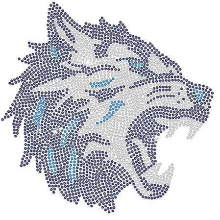 MAYJOYDIY Wolf Hotfix Strass Aufbügeln Blauer Heulender Wolfskopf Kristall Strass Aufkleber Glitzer Hotfix Transfer Patch Kleidung Reparatur Applikation für T-Shirt Hut Hosen Tasche