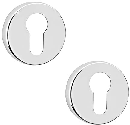 Decoranddecor Pair of Euro Escutcheon Cover Key Rose (Pair of Euro Escutcheon Cover, Polished Chrome)