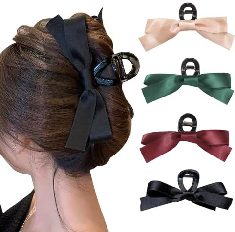 TOFBS 4 Pezzi Mollette Capelli Fiocco Nastro Artigianale Pinze Acconciatura Elegante Accessori Capelli Donna Ragazze