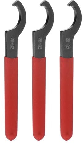 QUARKZMAN 3 Stück C-Haken-Schlüssel für die Spannmutter von Drehmaschinen 28-32mm mit rotem rutschfestem Griff