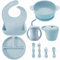 PandaEar Ensemble d'Alimentation en Silicone | 9 Pièces | Fournitures de Sevrage LED pour Bébé | Assiettes à Ventouse Divisées, Bols, Gobelets avec Récipient à Collation