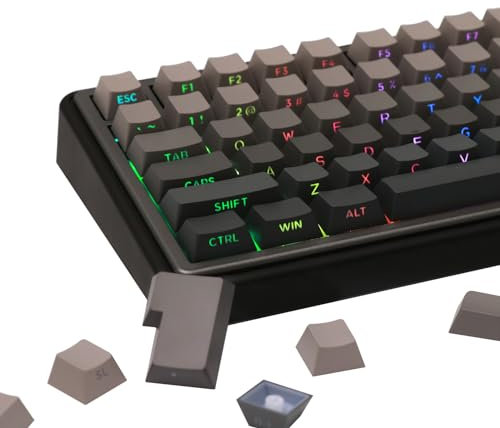 EPOMAKER Ombre Tastenkappen mit 133 Tasten. Seitlich Bedruckte, durchscheinende Tastenkappen im Kirschprofil, Double-Shot PBT. für Mechanische Tastatur, QWERTY ISO (Smoky Grey, Cherry Profile)