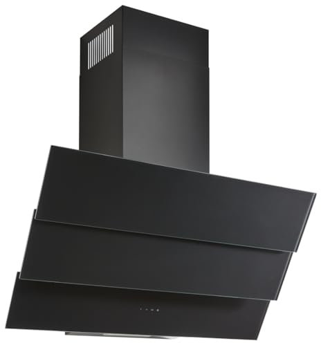 Refsta Schräghaube KORE – 60 cm Dunstabzugshaube, 800 m³/h, Energieeffizienz B, leise 42-59 dB, LED-Beleuchtung 3000-5500 K, für Umluft und Abluft, Touch-Bedienung, Timer – schwarz