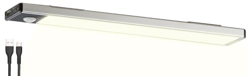 Lunartec Schranklampen: Akku-LED-Lichtleiste, Licht- & Bewegungssensor, 2 Modi, warmweiß, 23cm (LED Lichtleiste Bewegungsmelder, Leiste Bewegungsmelder Akku, Band)