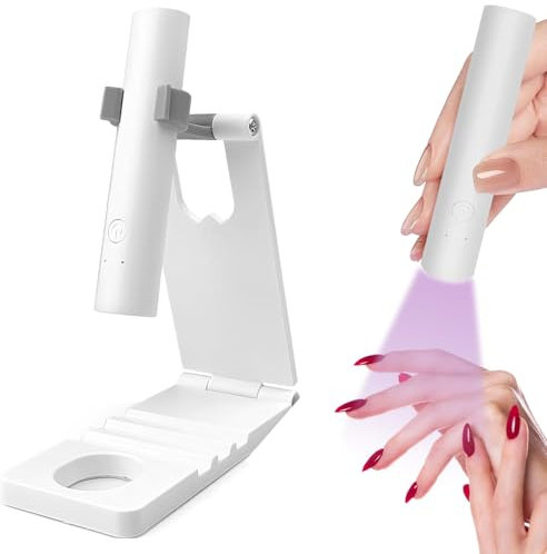 Lampe UV Ongles Gel, Mini Lampe UV LED 3W Sans Fil, lampe UV portable avec support, Séchage Ultra Rapide USB Portable Lampe UV Ongles, Pour Gel Pose Americaine Ongle, Vernis Semi Permanent Blanc