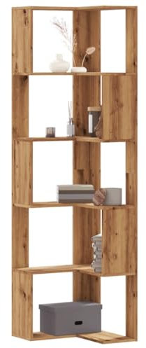 Willood Eck-Bücherregal 5 Böden Artisan-Eiche 50x50x179cm Holzwerkstoff