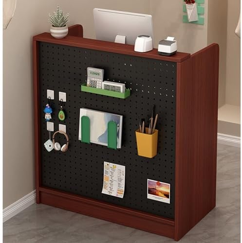 Empfangstresen Moderne Empfangstheke für Büro/Schönheitssalon/Lobby Multifunktionale Kasse und stilvolle Rezeption Robustes schwarzes + rotes Design (80 cm / 31,4 Zoll)