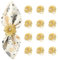 DIYJEP Lot de 12 Ronds de Serviette de Table, Ronds de Serviette en Métal en Forme de Fleur Creuse avec Strass, Porte-Serviette pour Banquet de Mariage, Dîner de Noël, Décoration de Table (Doré)