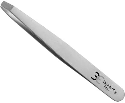 Excellent Pince à épiler (pince à épiler aiguisée à la main avec différentes pointes, épilation des sourcils, enlever les poils incarnés, qualité professionnelle, acier inoxydable) (coudée et pointe