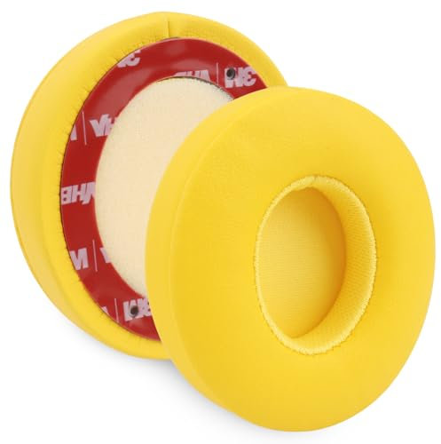 Solo 2 cuscinetti auricolari di ricambio, compatibili con cuffie On-Ear Wireless Beats Solo 2 e Solo 3, in morbida pelle proteica, in memory foam ad alta densità (giallo college)