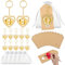 MAOOY 12 Stück Schlüsselanhänger Goldenes Herz+ Organza Beutel + Dankeskarte Gastgeschenke Hochzeit Taufe Weihnachten Mitbringsel Geburtstag Kommunion Konfirmation